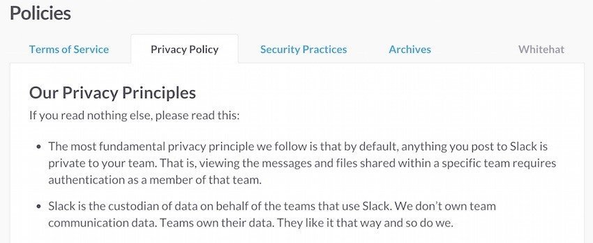 work slack privacy