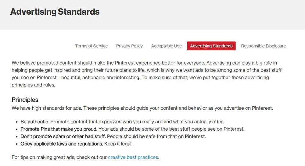 Terms of Service  Pinterest Policy
